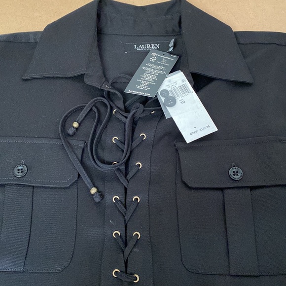 NWT Lauren Ralph Lauren Twill Lace Up Dress. Size 10 - Picture 7 of 7